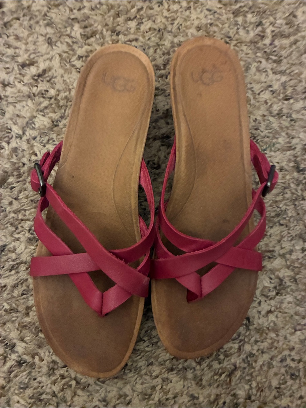 UGG‎ Pink Strappy Slide Sandals with Buckle